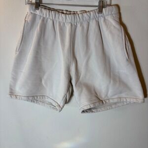 Madhappy Lounge Shorts Cream Fleece Lined Elastic Waist Pocket Size Large